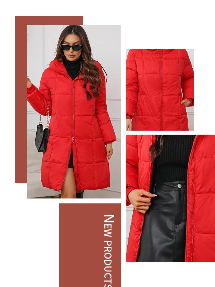 Cappotto lungo da donna 2024 Nuovo autunno inverno Parka femminile piumino di cotone spesso Femme Casual corto caldo capispalla spesso Top da donna