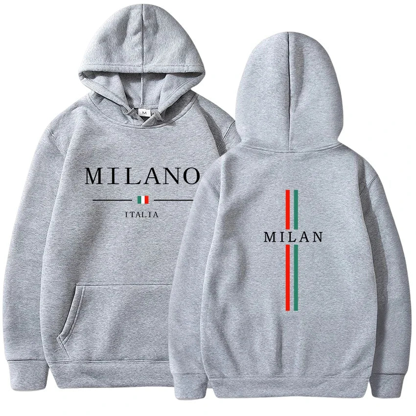 Felpa con cappuccio da donna da uomo Felpa con stampa Milano Pullover Casual da jogging Abbigliamento da uomo di alta qualità Tuta quotidiana Y2k Top 2025