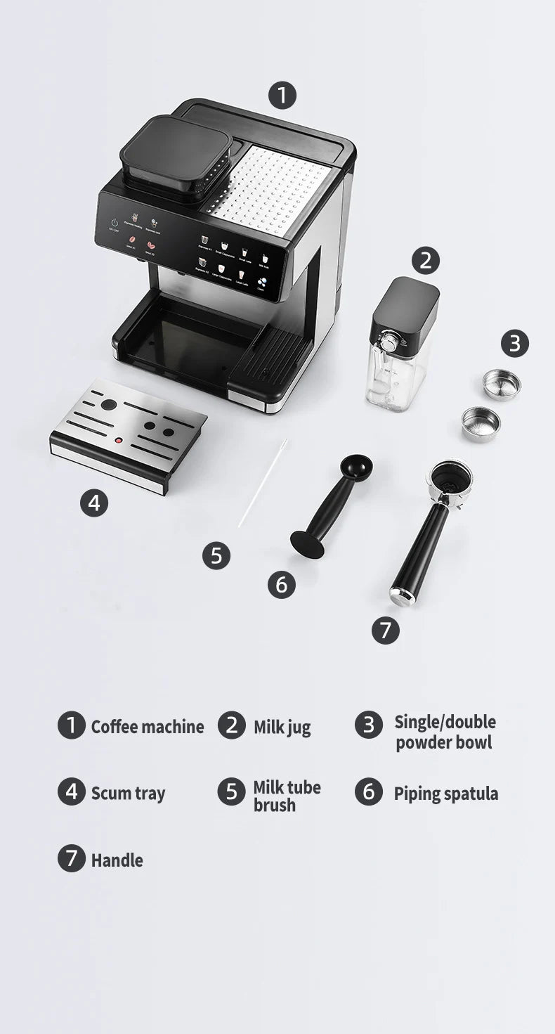 Multifunctional Fancy Automatic Coffee Machine, Commercial Milk Frothing And Grinding Integrated Coffee Machine