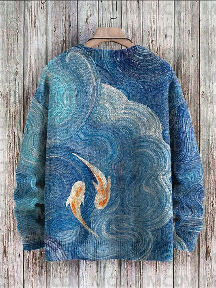 Maglione pullover lavorato a maglia con stampa multicolore casual Rainbow Art da uomo per pullover da donna