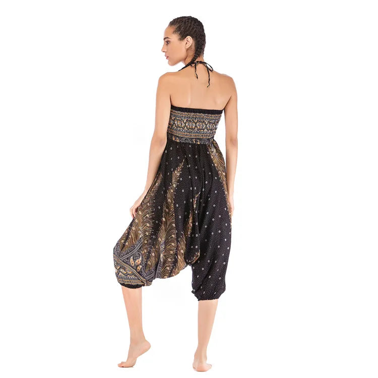 Pantaloni della Boemia Donna Pantalones Mujer Hippie Vita alta Rayon Harem Baggy Boho Yoga Beach Wear Pour Femme Calca Feminina Stampato