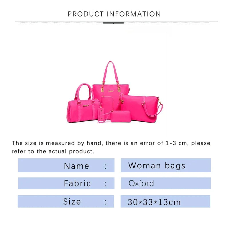 TRAVEASY 6 Set Borsa da donna alla moda Oxford Nuove borse da donna Borse tote di grande capacità Borsa a tracolla piccola per donna