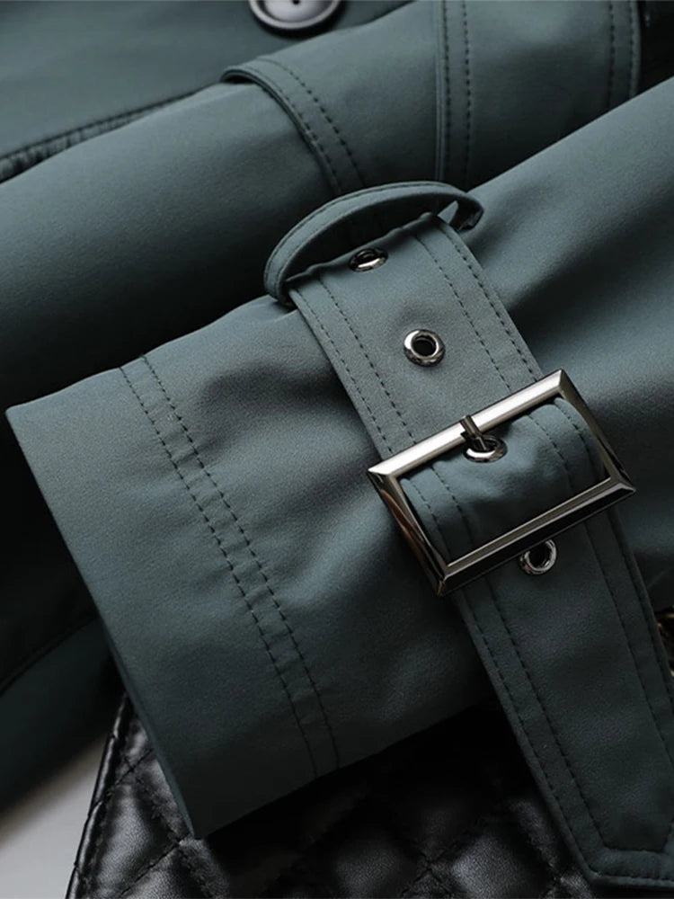 Lautaro Trench invernale lungo caldo e spesso con pelliccia sintetica, tasche interne con cintura, doppio petto, foderato in pelliccia di lusso per donna