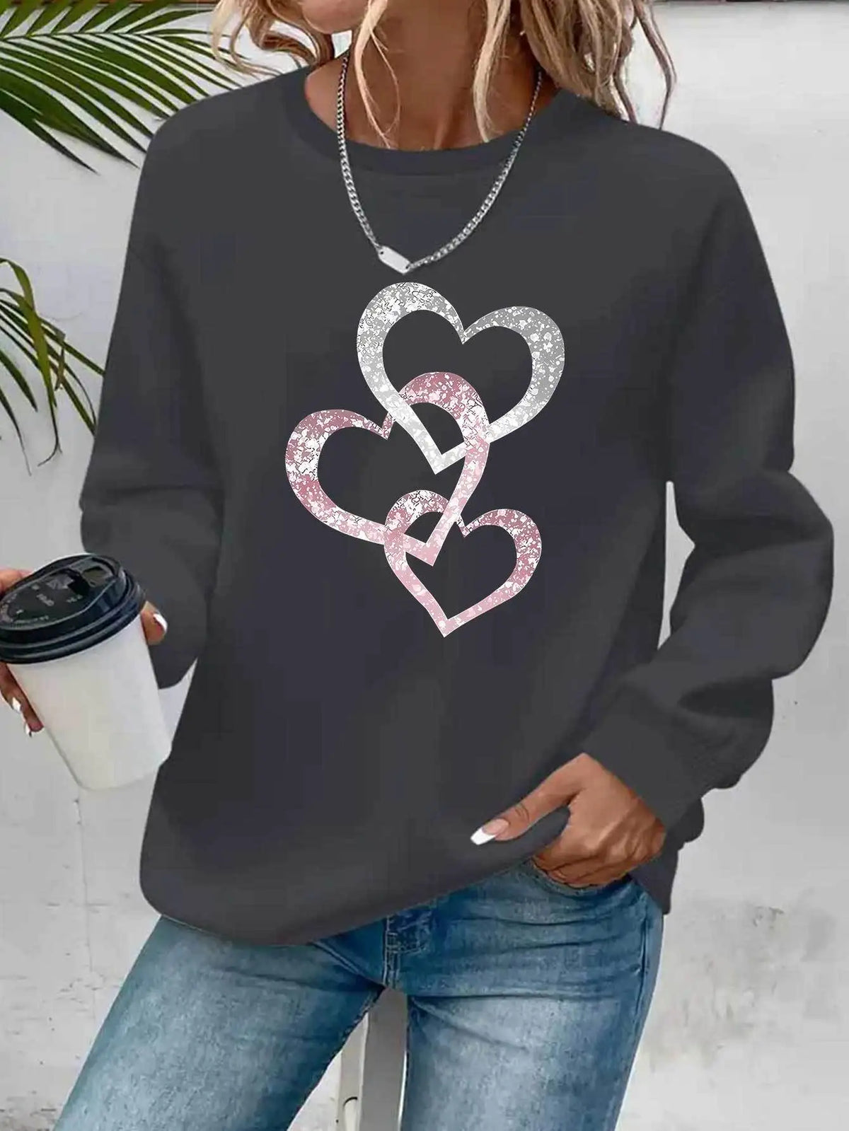 Pullover con cappuccio girocollo a maniche lunghe in velluto stampato con motivo a lettere comode e casual autunnali e invernali da donna