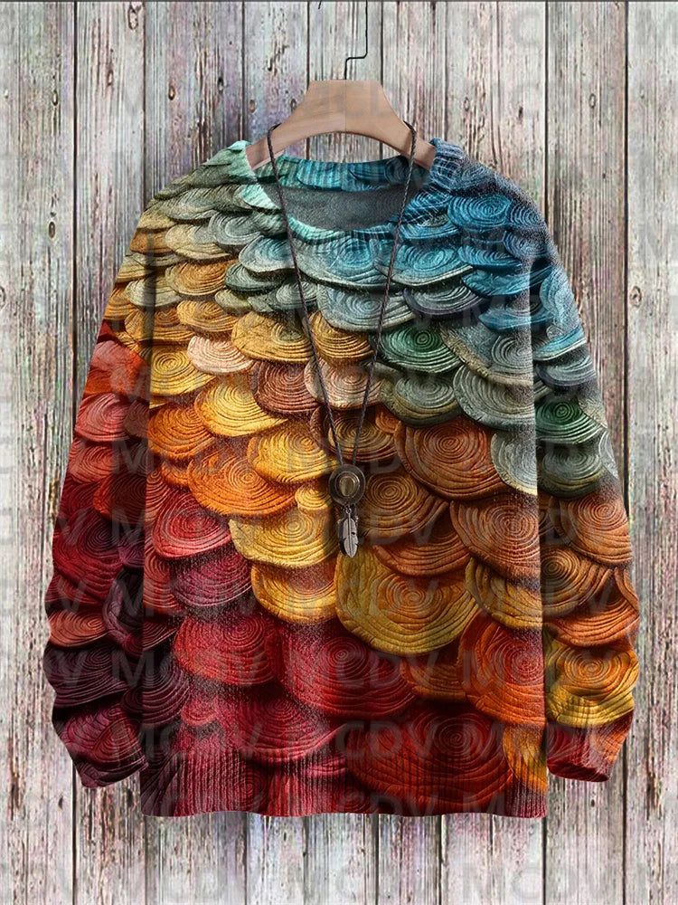 Maglione pullover lavorato a maglia con stampa multicolore casual Rainbow Art da uomo per pullover da donna