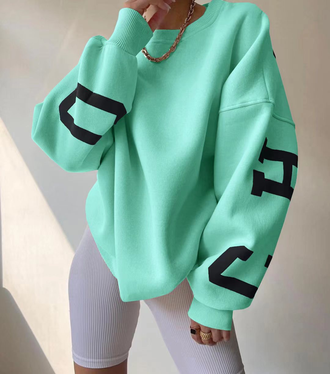 Combhasaki Y2K Grunge Pullover allentato da donna Felpe con stampa di lettere Top a maniche lunghe ispessiti casual Felpa con cappuccio autunnale Streetwear