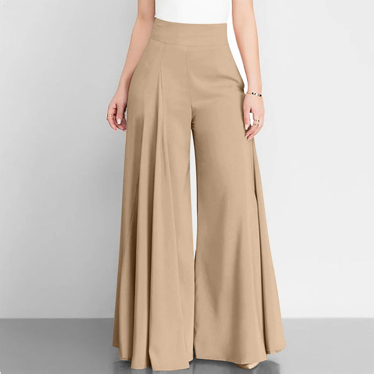 Pantaloni a gamba larga a vita alta da donna alla moda Primavera Autunno Pantaloni a zampa d'elefante eleganti femminili Pantaloni lunghi larghi casual per le vacanze solidi Nuovo
