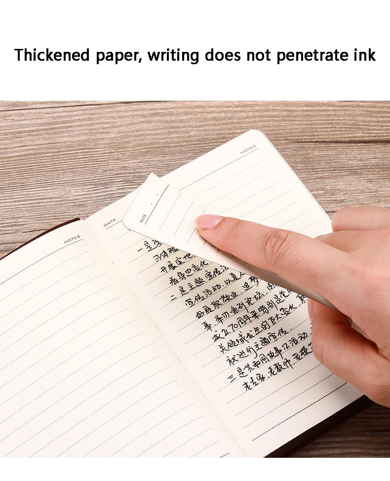 A6 Retro Style Pocket Type Mini Notebook Stamping Process Artificial PU Leather Writing Book Portable Notepad Office Bookkeeping
