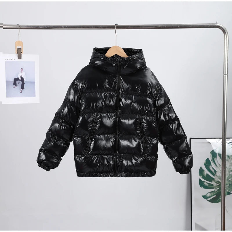 2025 Autunno Inverno Stile neutro Cappotto imbottito in cotone Casual Cerniera con cappuccio Giacca solida Moda Parka caldo a prova di freddo Capispalla
