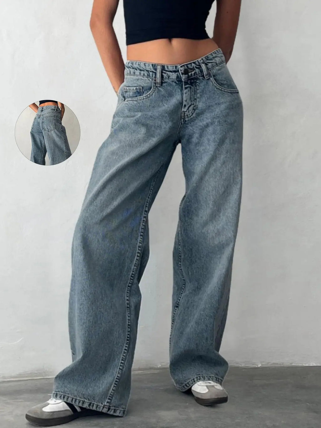 Jeans Larghi Y2K per Donne, Trendy a Vita Bassa, Gamba Dritta Casual, Jeans Boyfriend con Tasche, Abbigliamento Streetwear