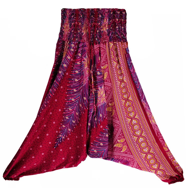 Pantaloni della Boemia Donna Pantalones Mujer Hippie Vita alta Rayon Harem Baggy Boho Yoga Beach Wear Pour Femme Calca Feminina Stampato