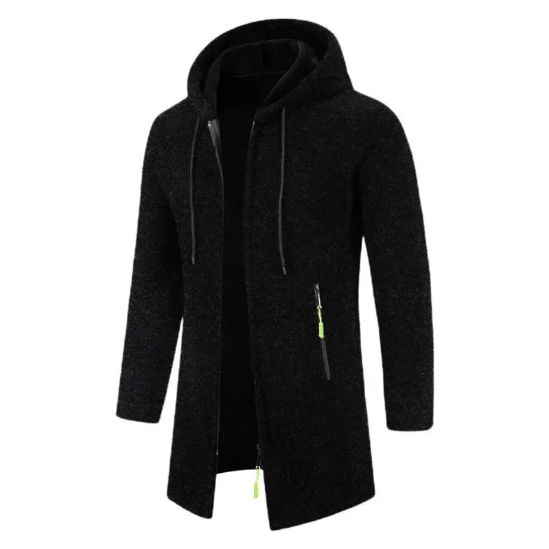 Felpe con cappuccio da uomo Felpe a maniche lunghe da uomo con cerniera con cappuccio Giacca invernale oversize da uomo Cappotto maglione nero