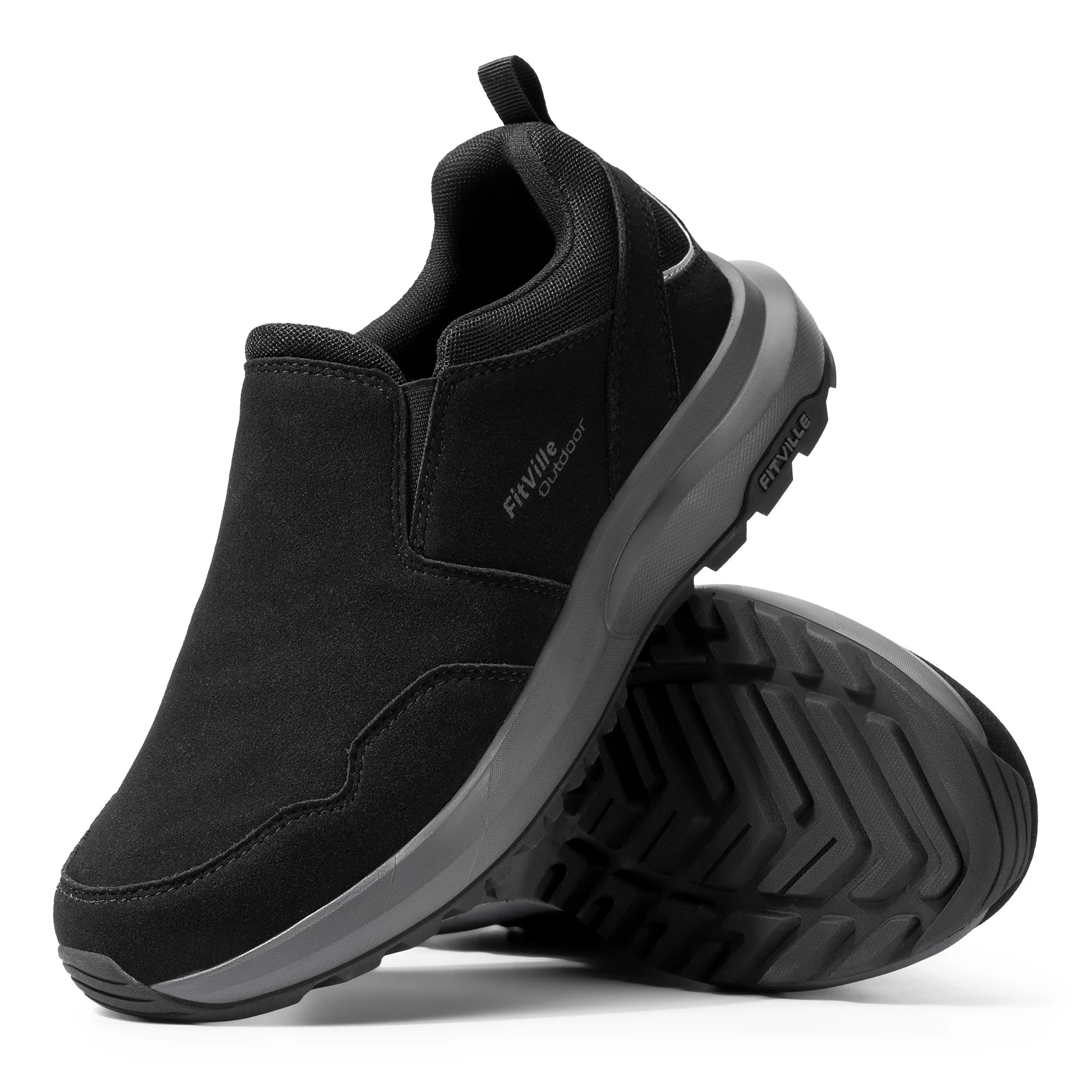 FitVille Mocassini da trekking extra larghi da uomo, comode scarpe da passeggio ortopediche con supporto per l'arco plantare per sentieri di trekking all'aperto, piedi piatti e sollievo dal dolore ai piedi