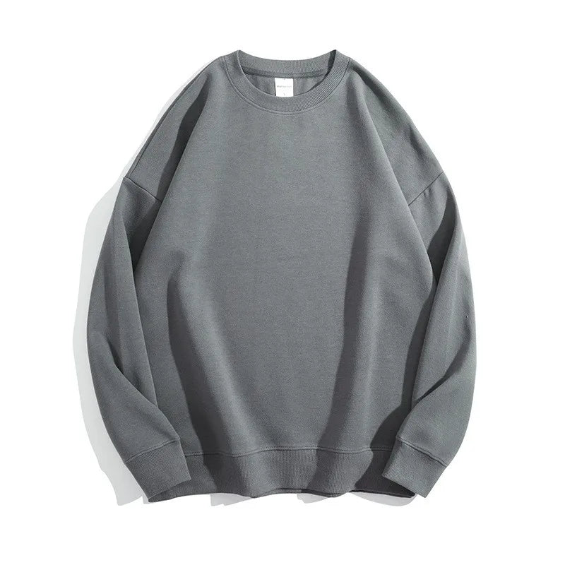 Maglione con spalle scoperte e collo rotondo in cotone sano di alta qualità da 40 colori per uomo e donna, ampio con spalle scoperte oversize
