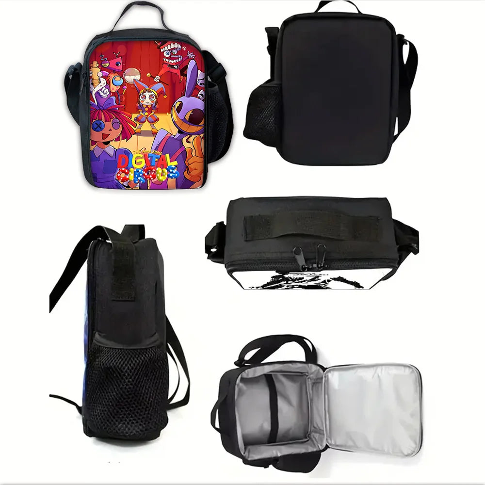 Zaino scolastico per bambini Cartoon A-AmazingS DigitalS Circus con borse per il pranzo, astucci, zaini scolastici per ragazzi e ragazze, miglior regalo