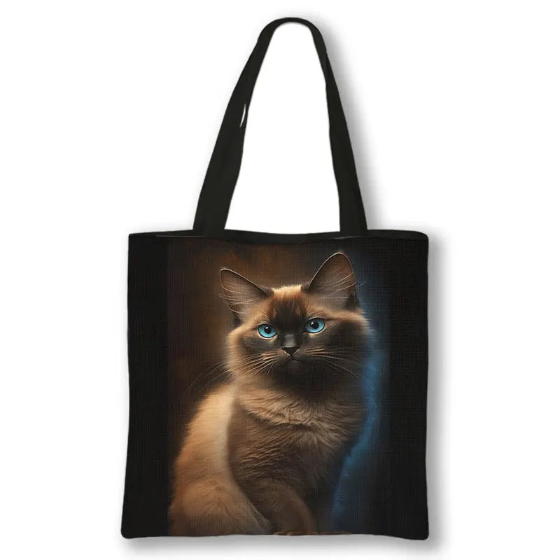 Borsa a tracolla con stampa gattino Kawaii Animali Gatti Cartoon Grafica Totes Borse Borsa da donna di grande capacità Borse shopper riutilizzabili Regalo