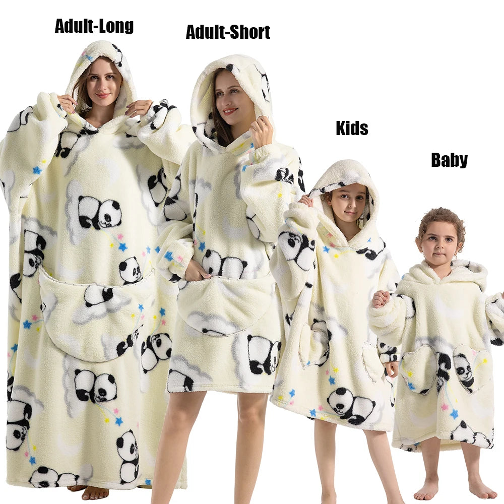 Felpe con cappuccio extra lunghe per donna Abbigliamento invernale per la casa Coperte di flanella per adulti con maniche Felpe con cappuccio morbide e calde per ragazze