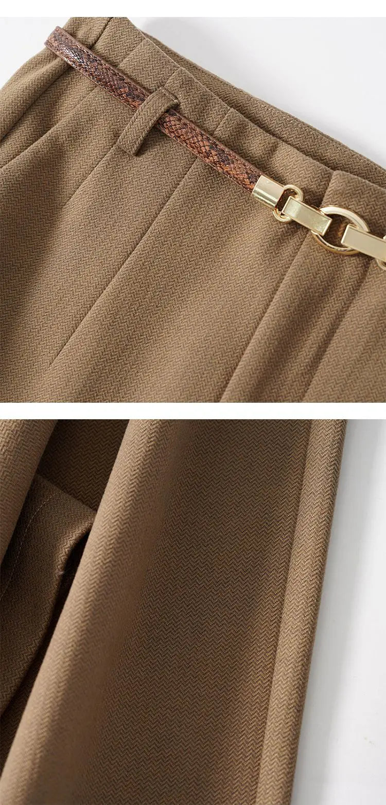 CGC Pantaloni larghi larghi a vita alta alla moda coreana Pantaloni di lana da donna Pantaloni larghi dritti solidi semplici Pantaloni da jogging casual