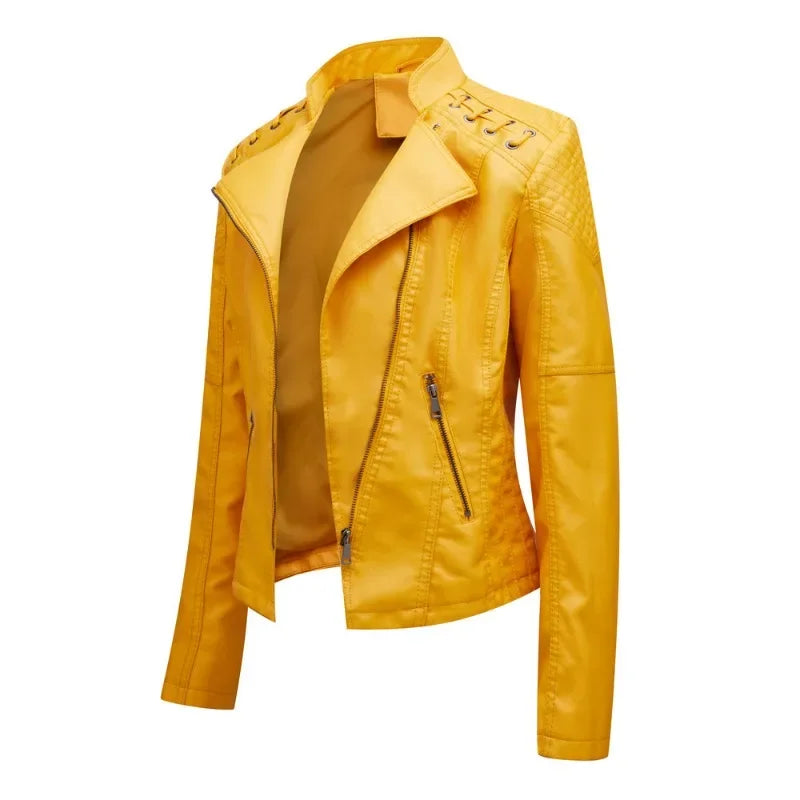 Primavera autunno sezione corta manica lunga giacca con cerniera giacca Slim in ecopelle Casual tinta unita giacca moda capispalla allentata
