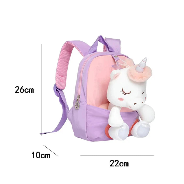 Zaino 3D a Forma di Unicorno in Peluche per Bambine, Borsa Scuola per Bambini, Zainetto Carino a Cartone Animato per Asilo e Scuola Materna