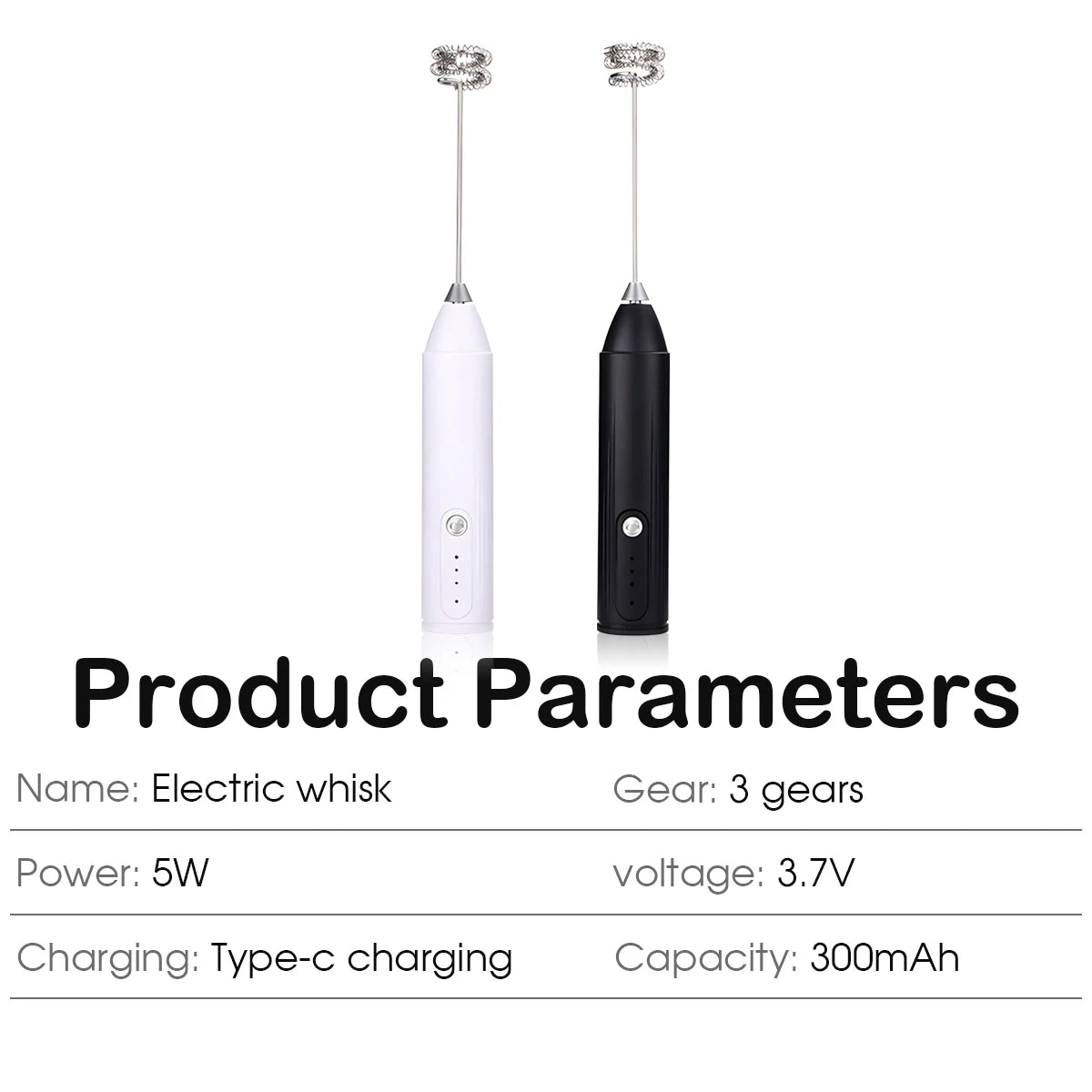 Electric Mixer Handheld Milk Frother 300mAh 3-Speed Adjustable Suitable for Coffee Milk Kitchen Accessories Portable Egg Beater