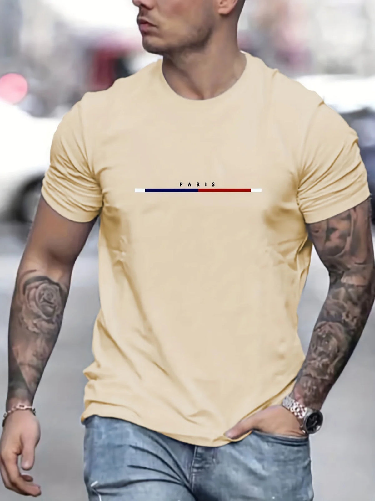 Maglietta con cappuccio con stampa Parigi per uomo Casual Autunno Inverno