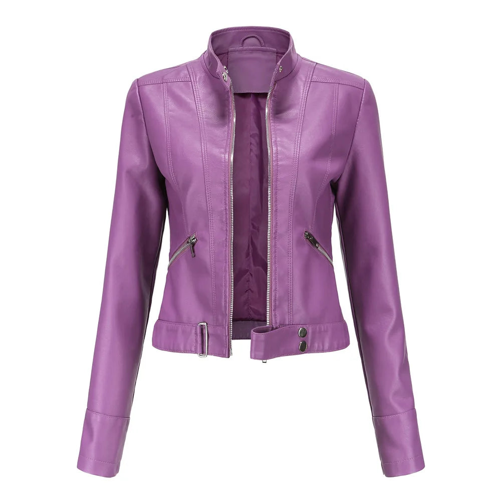 Giacca in Ecopelle da Donna 2026 Nuova Collezione Primavera Autunno Cappotto Donna Capospalla Nero Rosso Caffè Marrone Viola Chaqueta Mujer 3XL XXXL 2XL