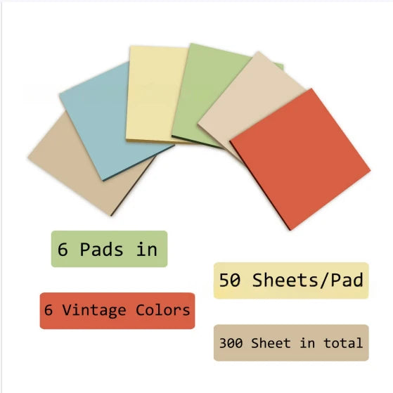 3x3inch Office and Study Notes Fluorescent Color Sticky Notes Student Sticky Notes Tear-off Message and Note-taking Notebook