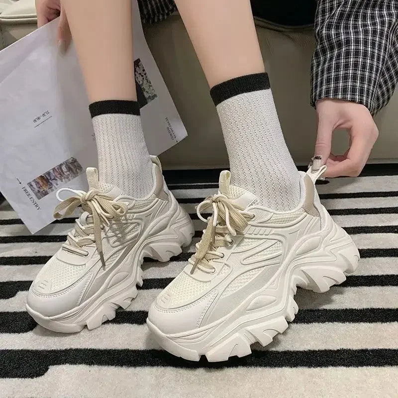 Women Footwear Whit High On Platform Ladies Shoes Daily Routine Light Korean Quality Cheap Vulcanized For Stylish Offer 39