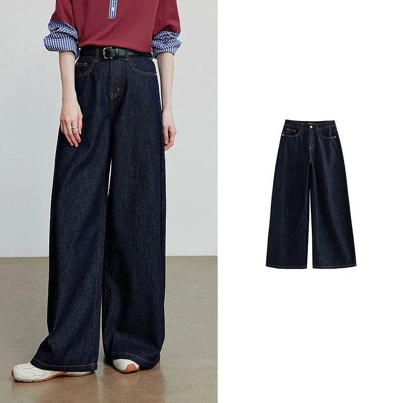 TOYOUTH Jeans denim da donna 2025 Autunno Nuovi pantaloni larghi a banana curvi larghi
