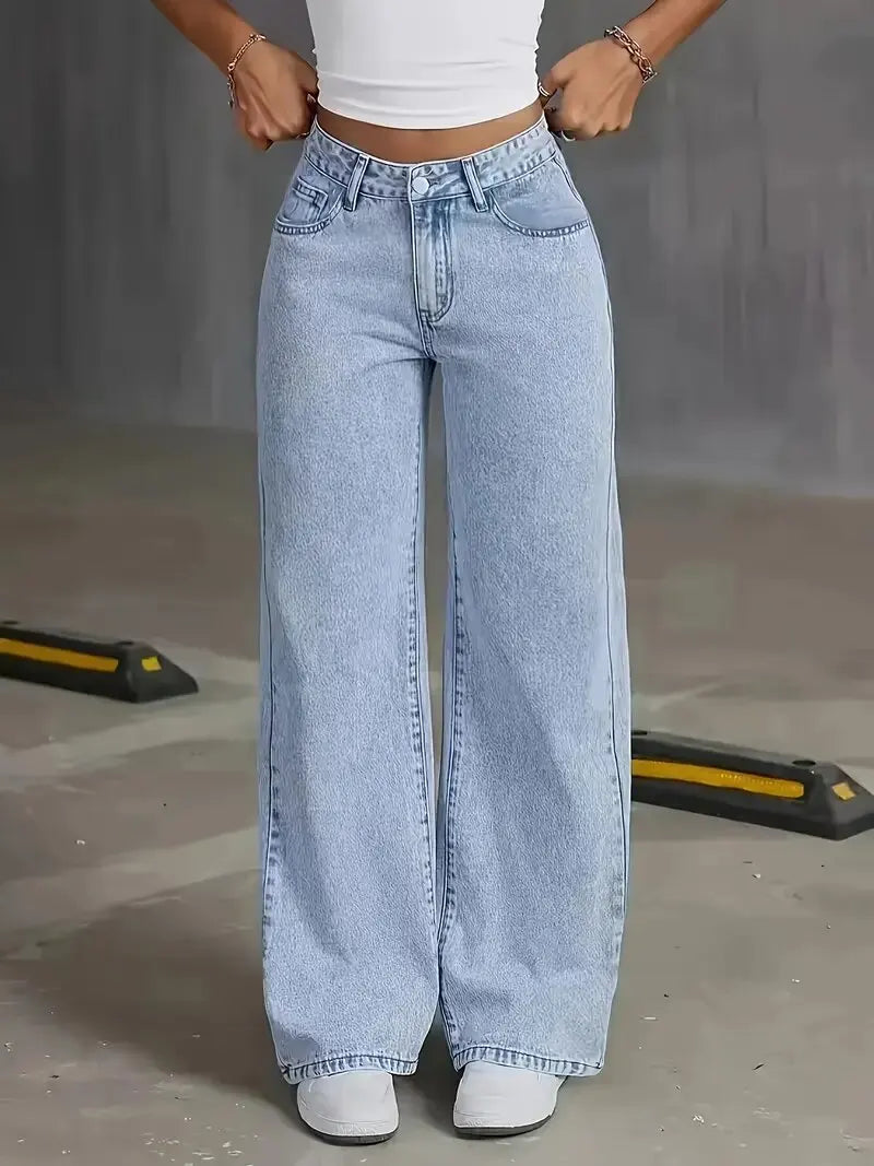 Nuovi Jeans Americani alla Moda 2026 per Donna, Larghi e Casual, Gamba Larga, Stile Streetwear, Pantaloni per Tutte le Stagioni