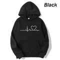 Felpe casual da donna Stampa battito cardiaco Felpe larghe da donna da uomo Felpe da coppia Felpa HipHop moda Harajuku unisex