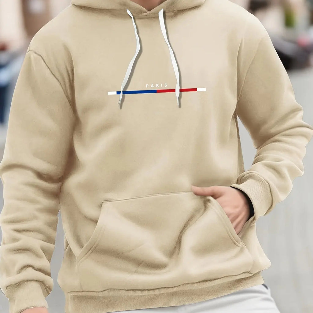 Maglietta con cappuccio con stampa Parigi per uomo Casual Autunno Inverno