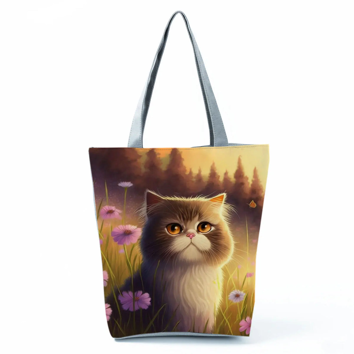 Pretty Cartoon Cat Print borse borse da spiaggia da donna ad alta capacità Cute Animal Graphic Eco borse per la spesa riutilizzabili portatili