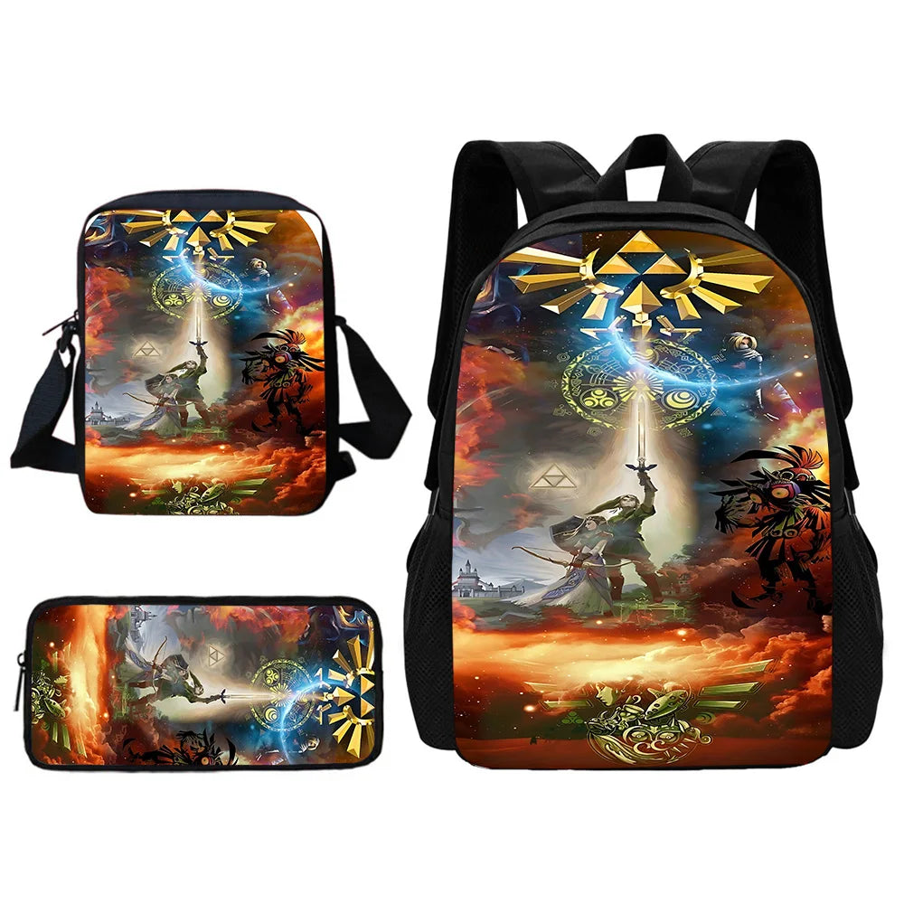 Zaino per la scuola dei bambini The Legends of Zeldas con borse per il pranzo, borse per matite, borse per la scuola per ragazzi e ragazze, miglior regalo