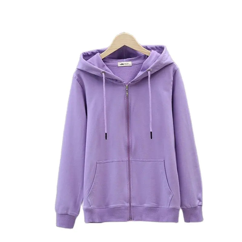2025 Primavera Autunno Donna Felpe con cappuccio Felpe Giacca con cerniera Studentessa Top Sottile cappotto a maniche lunghe Lady Viola Capispalla casual