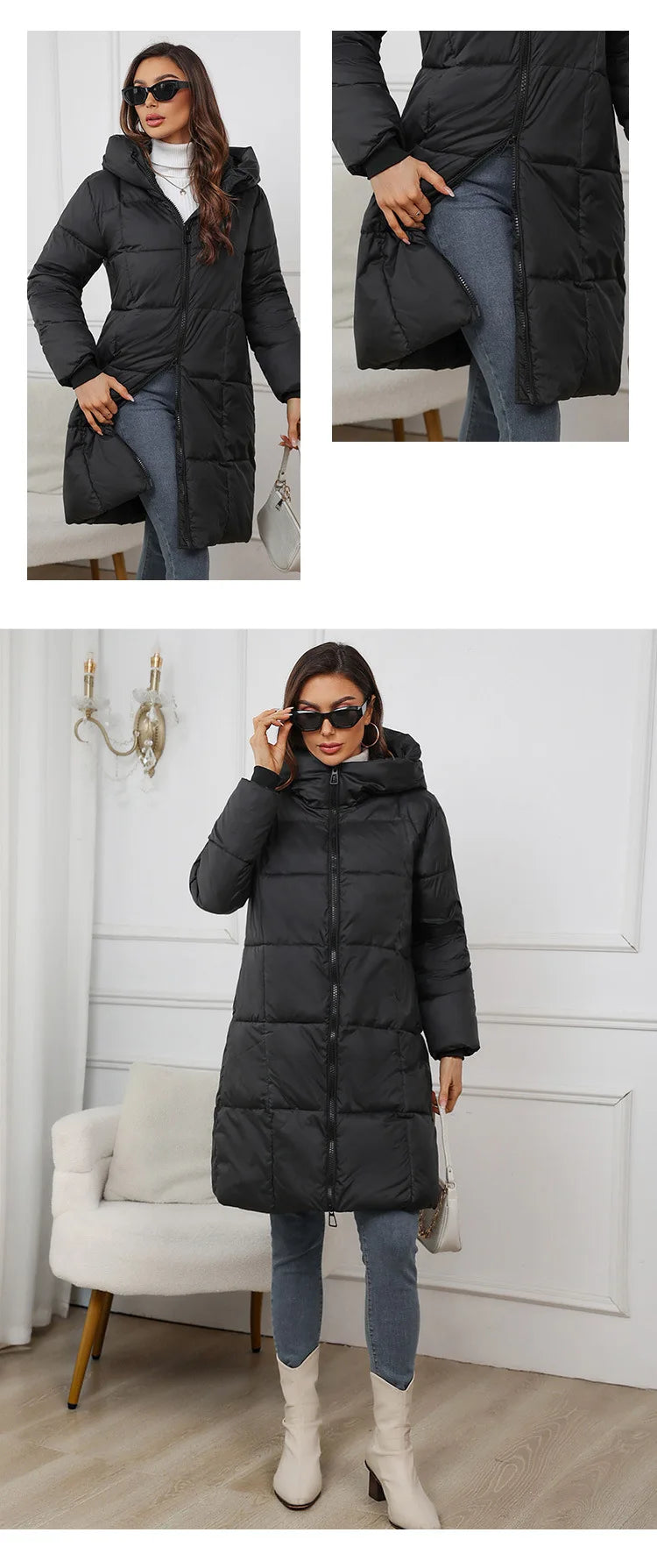 Cappotto lungo da donna 2024 Nuovo autunno inverno Parka femminile piumino di cotone spesso Femme Casual corto caldo capispalla spesso Top da donna