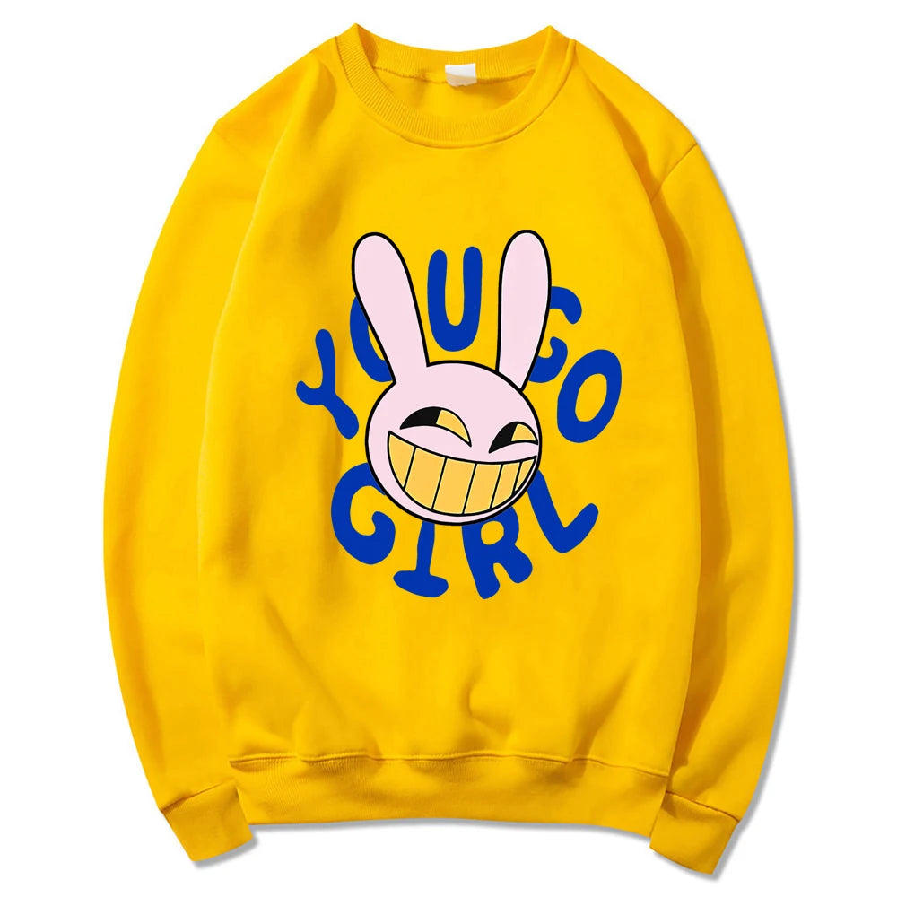YOU GO GIRL Felpa con cappuccio Digital Circus Jax Moda Donna Harajuku Divertente Felpa con cappuccio con coniglio carino Felpa pullover vintage unisex Cartoon