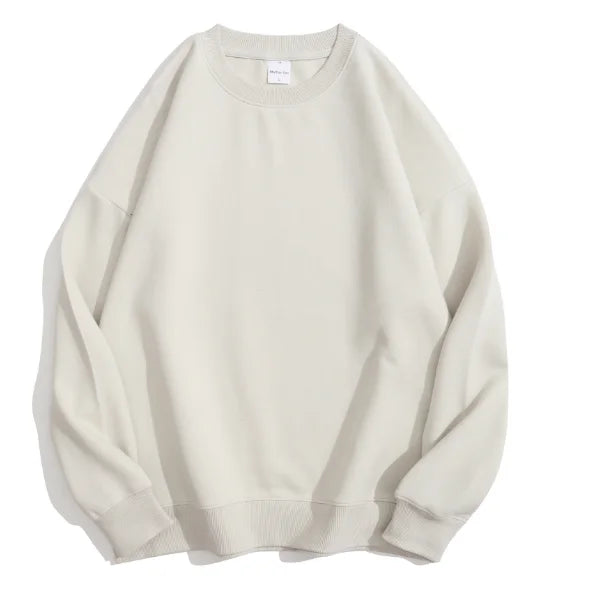 Maglione con spalle scoperte e collo rotondo in cotone sano di alta qualità da 40 colori per uomo e donna, ampio con spalle scoperte oversize
