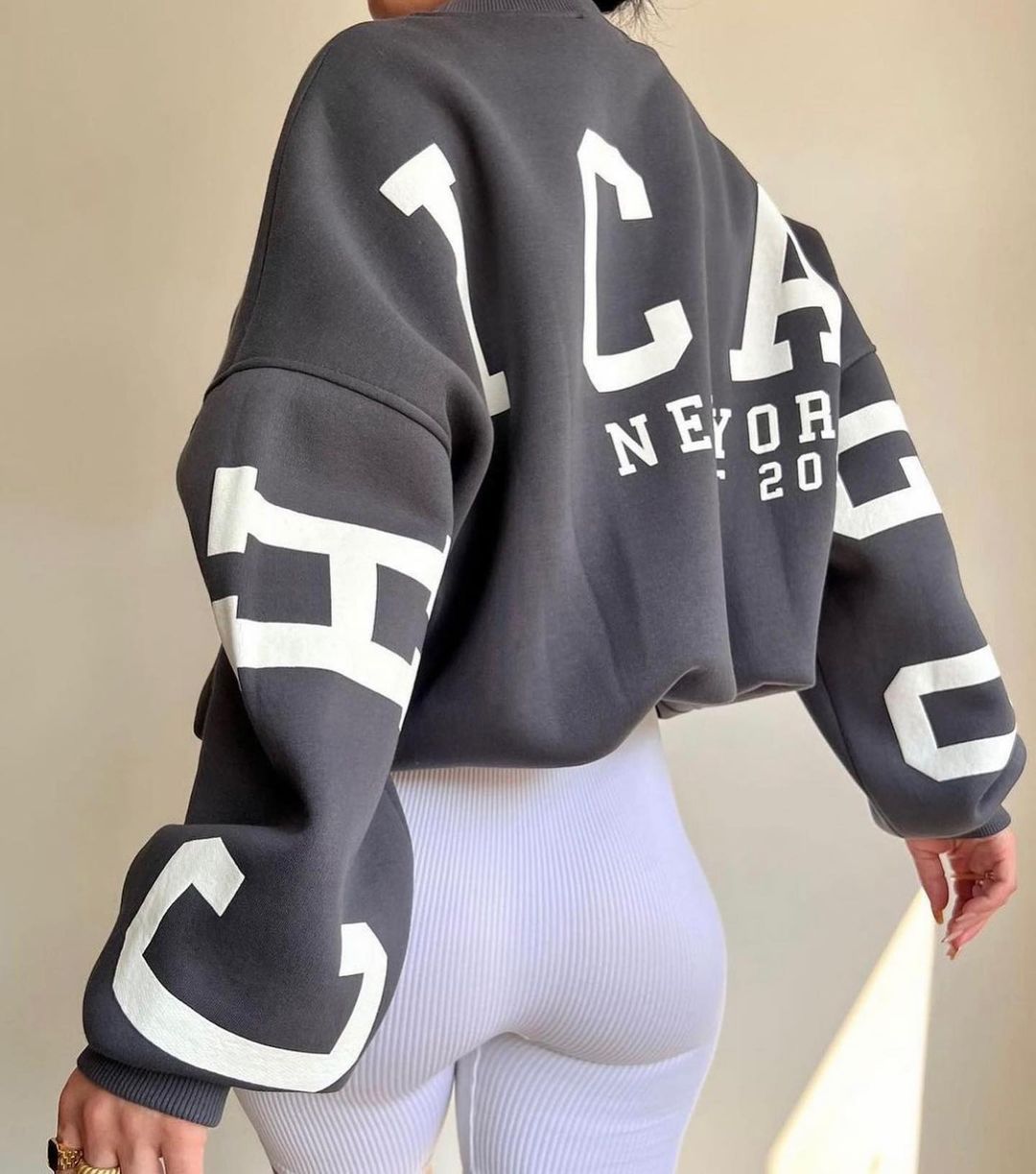 Combhasaki Y2K Grunge Pullover allentato da donna Felpe con stampa di lettere Top a maniche lunghe ispessiti casual Felpa con cappuccio autunnale Streetwear