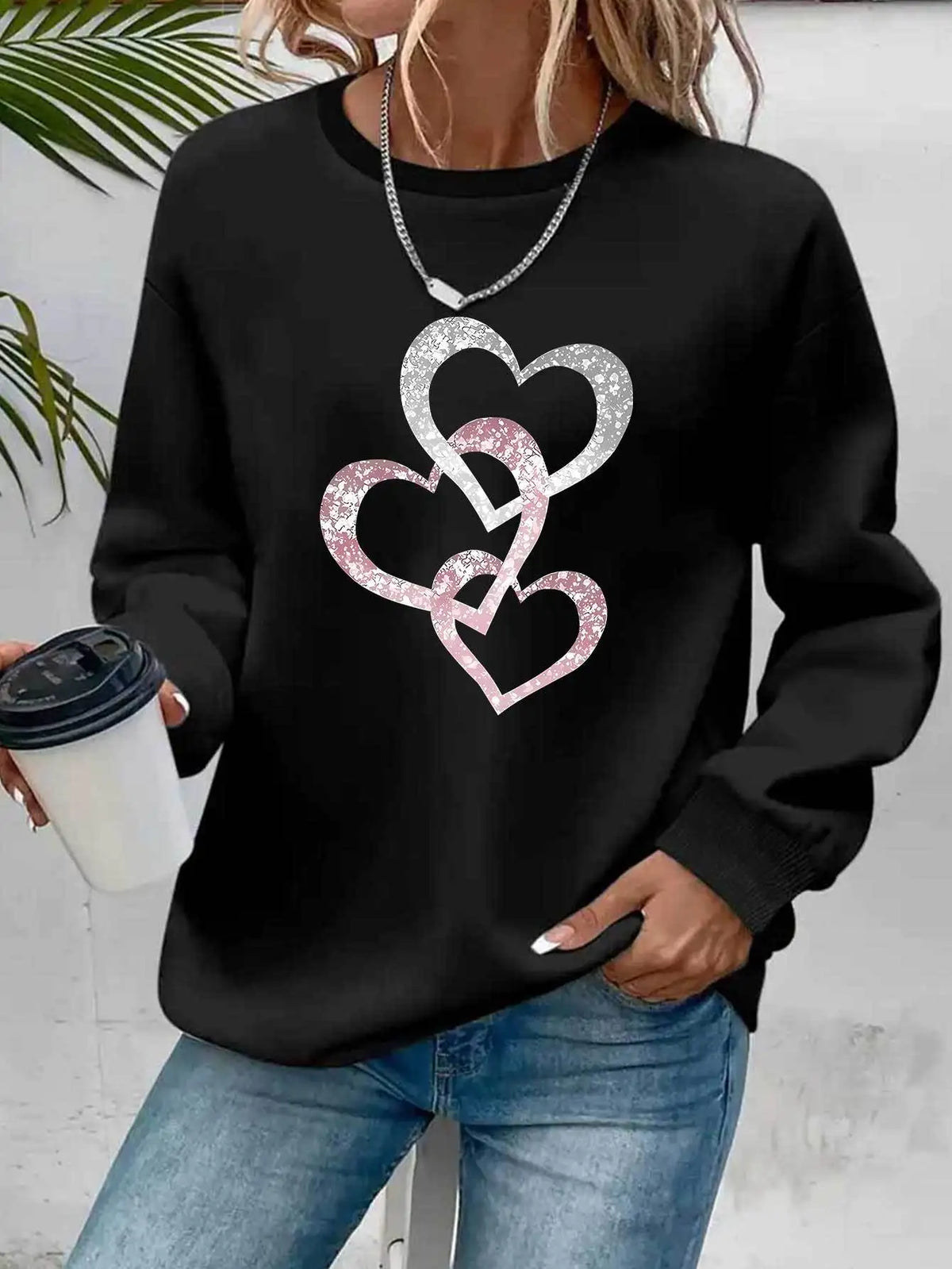 Pullover con cappuccio girocollo a maniche lunghe in velluto stampato con motivo a lettere comode e casual autunnali e invernali da donna