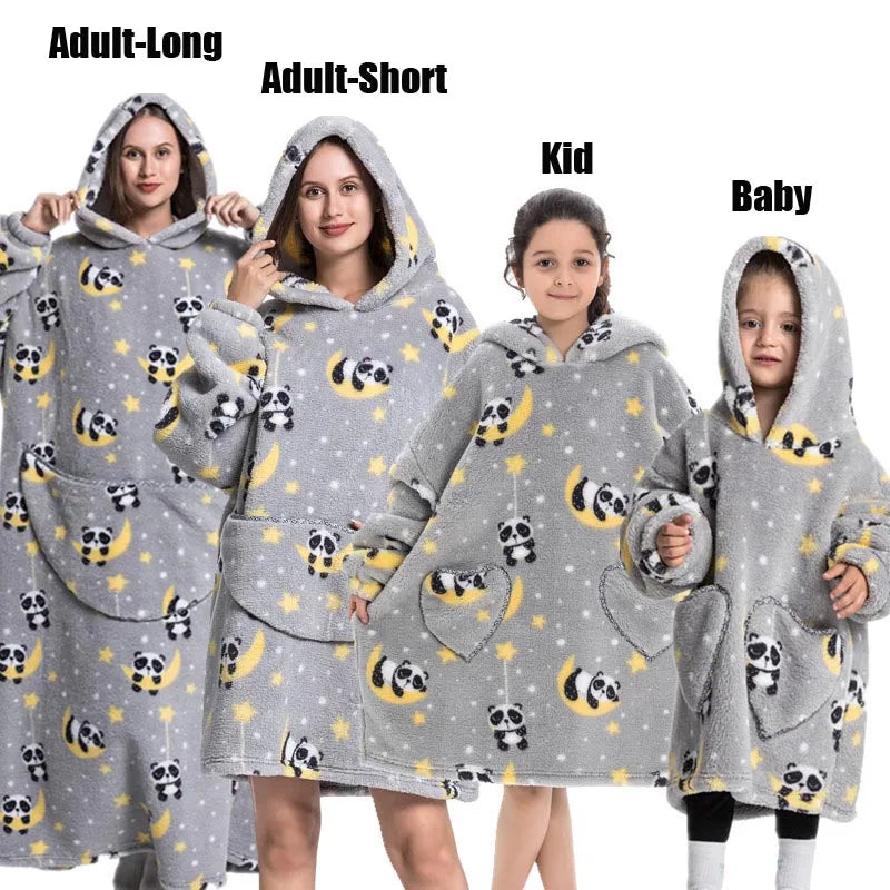 Felpe con cappuccio extra lunghe per donna Abbigliamento invernale per la casa Coperte di flanella per adulti con maniche Felpe con cappuccio morbide e calde per ragazze