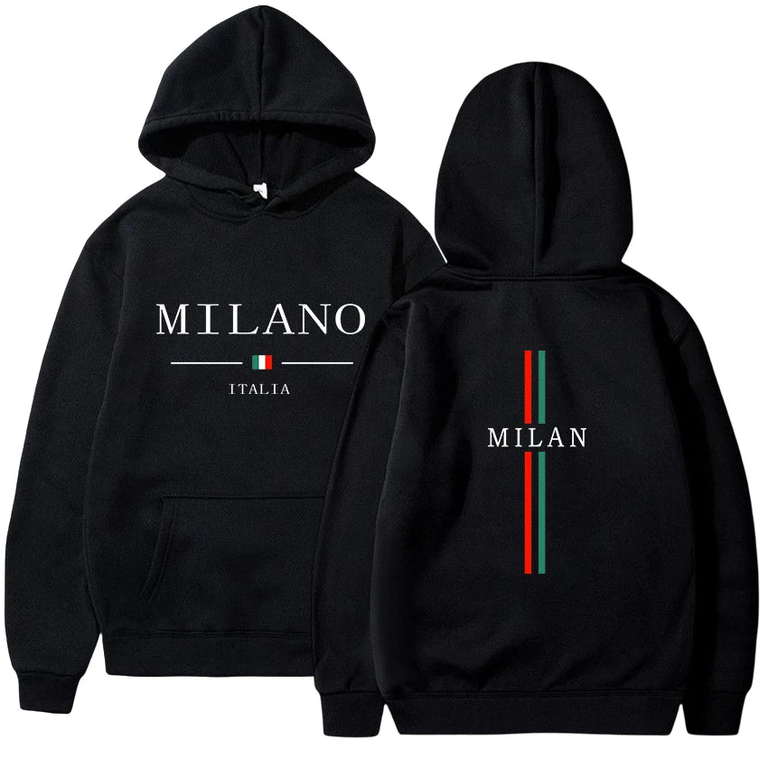 Felpa con cappuccio da donna da uomo Felpa con stampa Milano Pullover Casual da jogging Abbigliamento da uomo di alta qualità Tuta quotidiana Y2k Top 2025