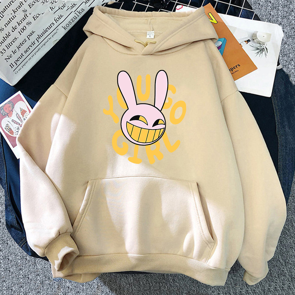 YOU GO GIRL Felpa con cappuccio Digital Circus Jax Moda Donna Harajuku Divertente Felpa con cappuccio con coniglio carino Felpa pullover vintage unisex Cartoon