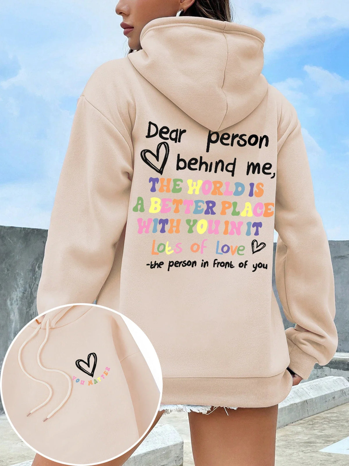 Caro persona dietro la felpa con cappuccio da donna lettere colorate caldo pile donna felpa con cappuccio fodera in pelliccia felpe con cappuccio primavera autunno Y2K top casual