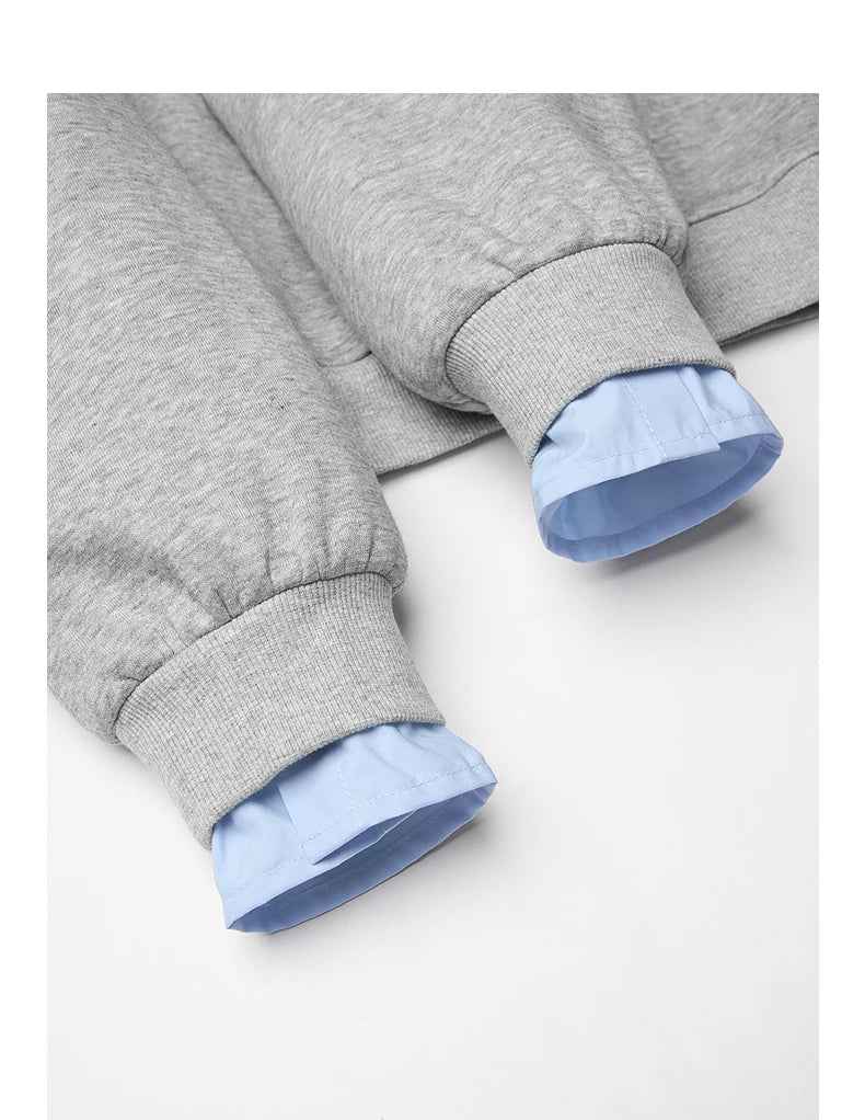 TOYOUTH Felpa da donna 2025 Autunno Nuovo Denim Fiore Ricamo Falso in due pezzi Splicing Colletto rovesciato Pullover casual in cotone