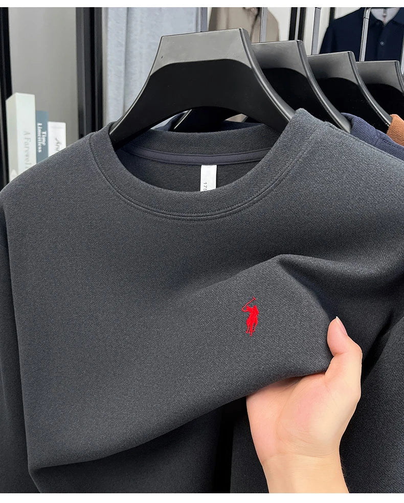 T-shirt a maniche lunghe di marca di lusso da uomo autunno Paul trendy squisito pony ricamo pullover allentato casual girocollo felpa