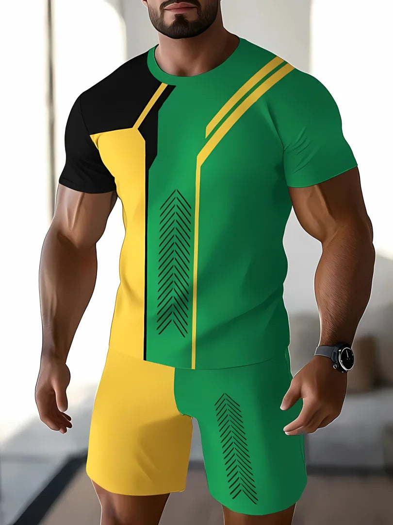 Pantaloncini a maniche corte sportivi casual da uomo nuovi estivi 2025 Set di pantaloncini T-shirt da uomo stampati in 3D