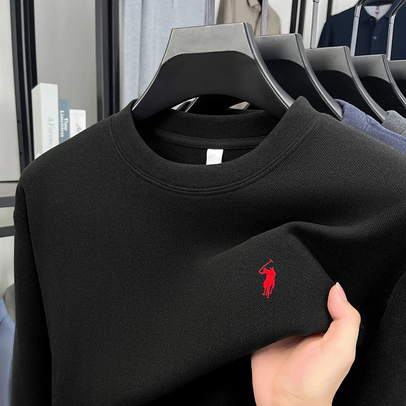 T-shirt a maniche lunghe di marca di lusso da uomo autunno Paul trendy squisito pony ricamo pullover allentato casual girocollo felpa