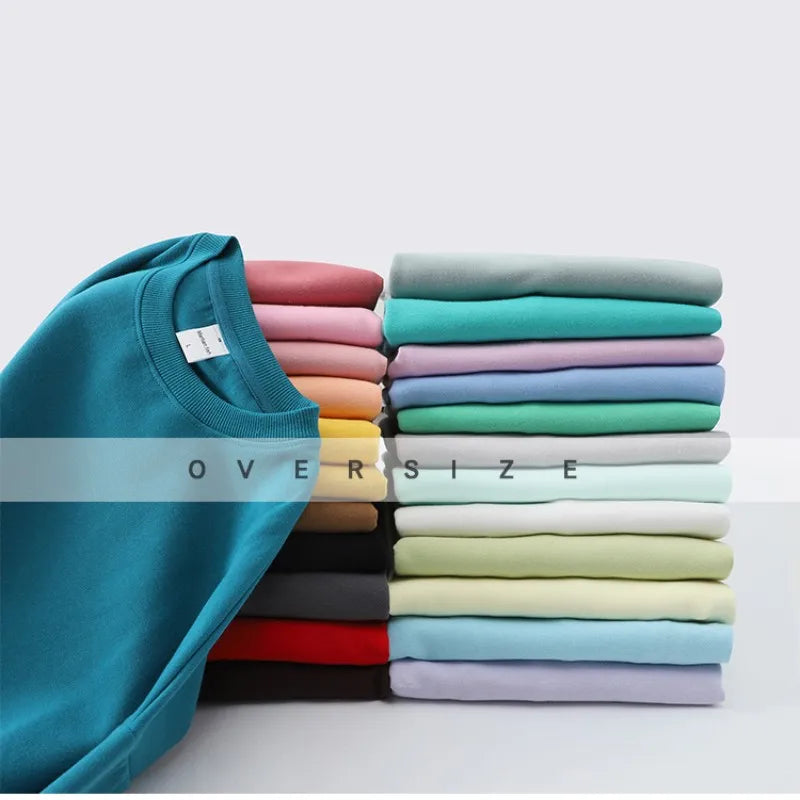 Maglione con spalle scoperte e collo rotondo in cotone sano di alta qualità da 40 colori per uomo e donna, ampio con spalle scoperte oversize
